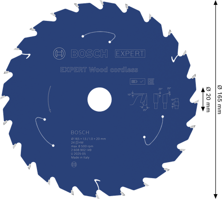 Bosch EXPERT Wood akuga ringsae tera 165 mm 24T.